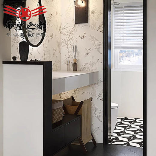 地砖厕所燕子微黑白花法式砖瓷砖水泥墙复古300x900mm卫生间砖 商品图1