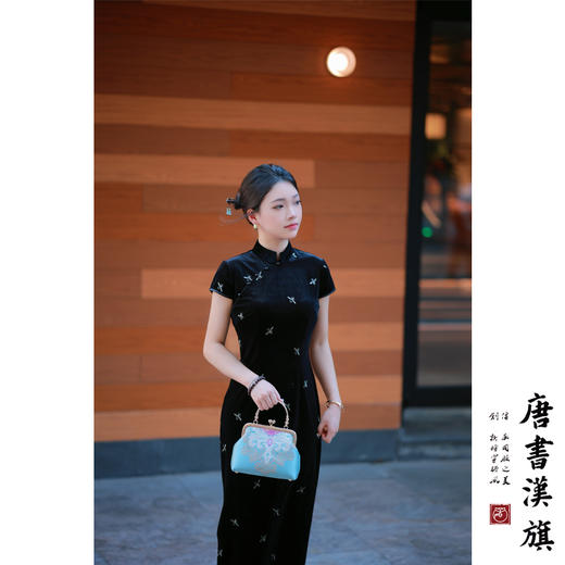 【绸 曼】丝绒刺绣改良新中式国风旗袍温婉气质旗袍 商品图1