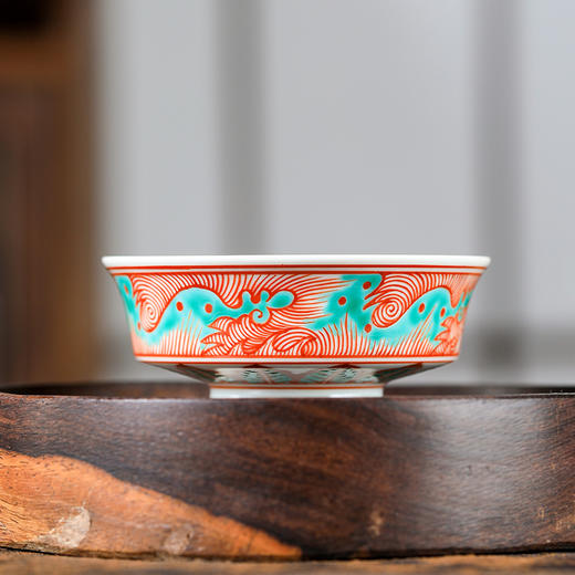 莲画堂红绿彩龙纹折腰杯 商品图6