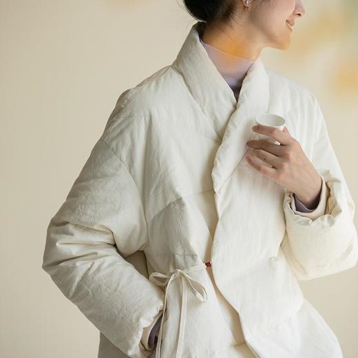 牧衣游原创 丝麻混纺羽绒服女冬新款文艺加厚保暖白鸭绒外套 碎念 商品图1