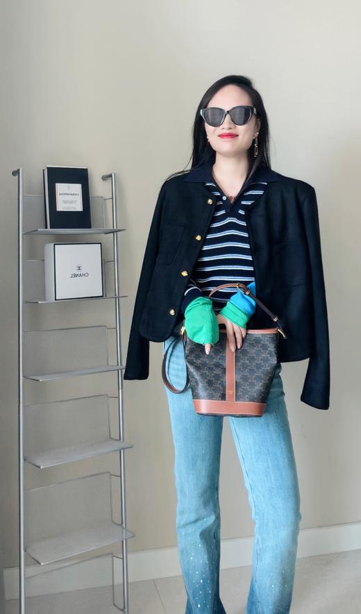 100%莱赛尔天丝原单定位条纹撞色袖针织衫 商品图8