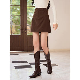 【129选3件，不退换】熙世界复古棕色磨毛a字短裙秋冬2025年新款高腰裙子包臀半身裙