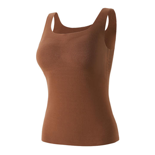 无痕自发热方领保暖背心内搭带胸垫女士抗菌润肤秋冬新款 打底上衣 商品图5