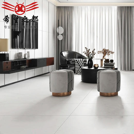 *地砖颗粒瓷砖纯白抛岩板防滑奶750质感1500白色900x1800墙砖客厅 商品图3