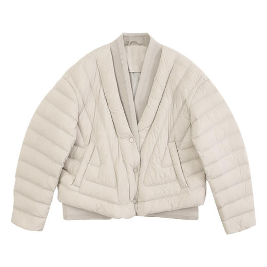 玳莎V领柔软轻薄款羽绒服女秋冬新款时尚通勤显瘦落肩袖外套  EC41301 商品图4