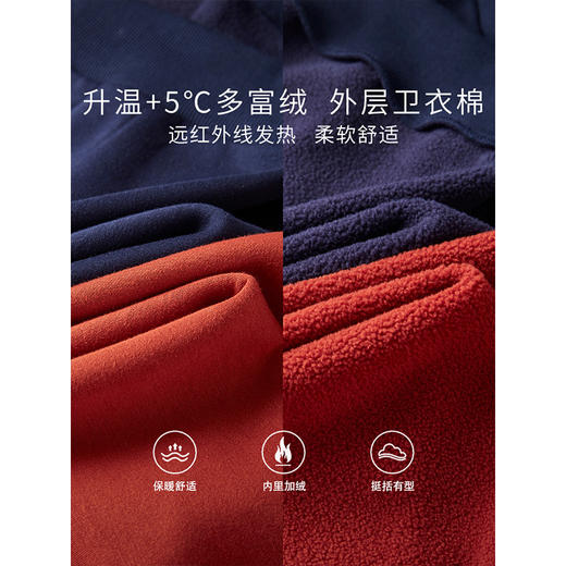 【年货节】熙世界落肩圆领卫衣加绒加厚秋冬季新款松弛氛围感宽松休闲上衣 商品图3