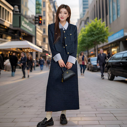 奢姿大码女装2024冬季气质翻领小香风两件套胖妹妹时尚穿塔套装9944991119 商品图2