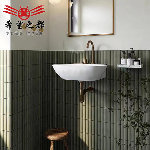 咖啡厅酒吧砖卫生间瓷砖马赛克厨房墙砖月牙竹节橄榄绿弧形 商品图2