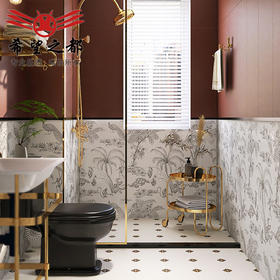 厨房网红小复古300x800地砖厕所瓷砖浴室卫生间猴子花砖墙砖法式