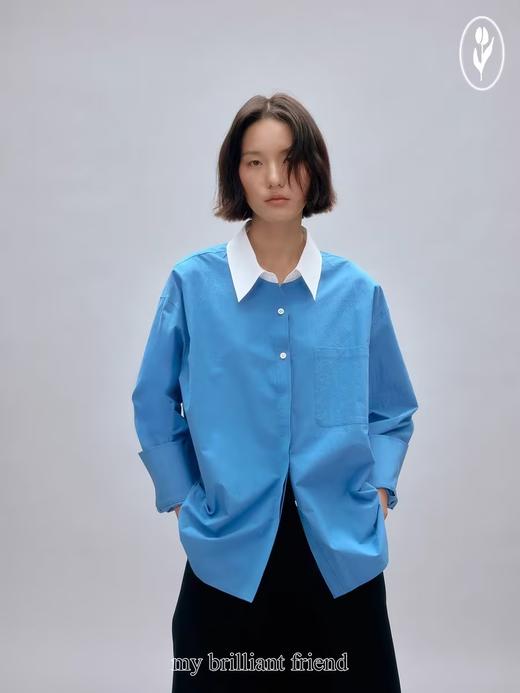 shyshystill/shy202409001/轻盈慵懒感酵洗棉撞色小心思拼色衬衫秋冬衬衣 商品图2