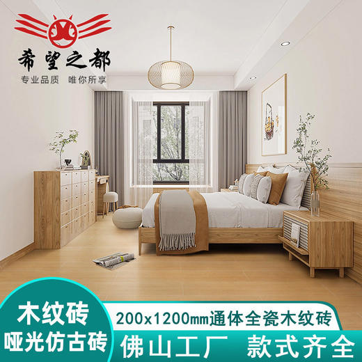 防滑客厅全瓷日式餐厅通体200x1200瓷砖厨房木纹原木地板砖卧室砖 商品图2