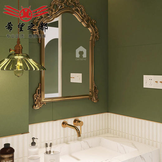 哑光厨房地绿色卫生间厕所花砖墙砖浴室阳台瓷砖复古法式600x600 商品图1