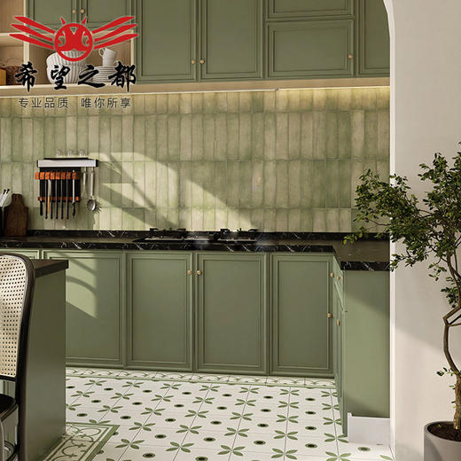 绿砖厨房墙砖卫生间手工地砖复古绿色美式牛油果防滑瓷砖花砖法式 商品图0