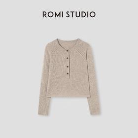 ROMI STUDIO“温暖已至”3针单边羊绒羊毛混纺软糯套头毛衫432TS338