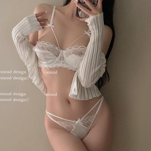 【迷情纯欲风！法式超薄蕾丝内衣】性感与舒适兼得，轻若无物，大胸显小显瘦，薄款半杯女性感花边文胸罩套装 商品图1