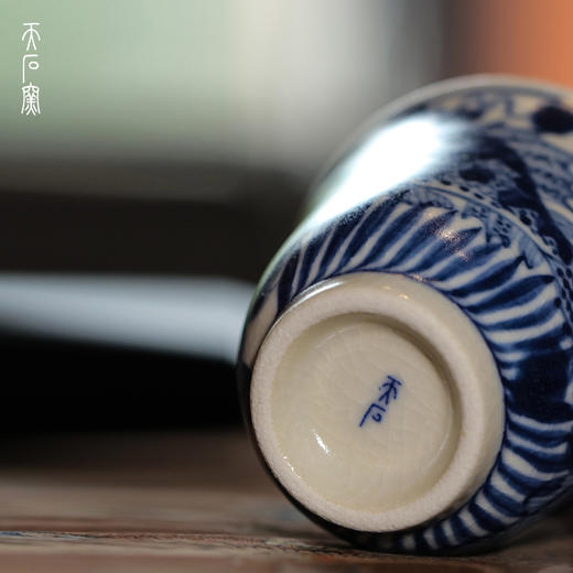 问鼎天石窑白陶泥元青花花神杯（鱼藻纹） 商品图5