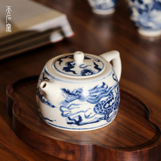 问鼎天石窑白陶泥元青花井栏壶（龙）（缺货） 商品图2