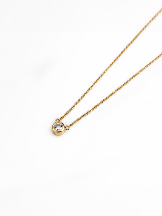 LUCINE鹿鸣珠宝 | 单钻项链 18k金 锁骨链 钻石 可调节 极简 商品图4