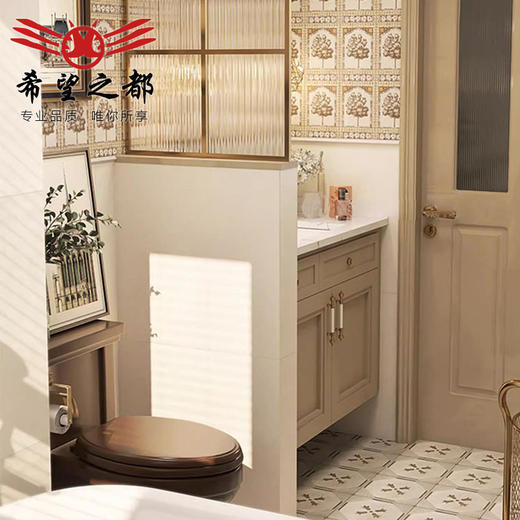 小复古卫生间厨房花砖阳台赤贫墙砖风300600地砖艺术厕所瓷砖法式 商品图2