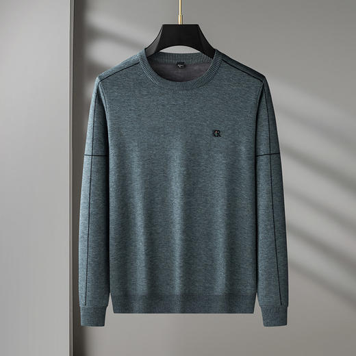 【加绒】【绵羊毛】【新款DDS】大依优型大码男装圆领毛衫线衣针织衫休闲加肥加大男士胖子大码内搭上衣毛衣 商品图2