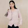 玳莎彩点花纱圆领针织开衫女2024年冬季新款时尚粉色插肩袖上衣  ED33306 商品缩略图0