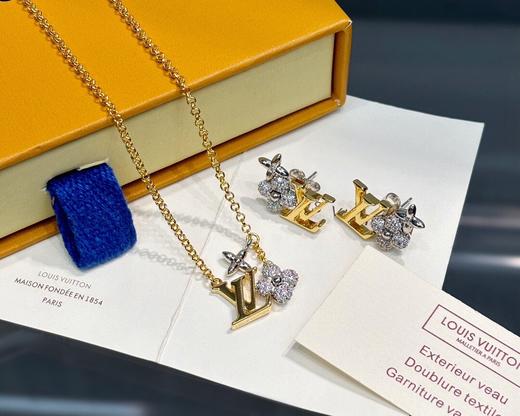 LV Gram 系列耳钉/项链满钻银花和金色L*v字母的结合，美到窒息 商品图0