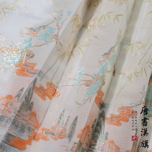 【千里江山·春景】织金妆花精美新中式国风马面裙水墨山竹套装 商品图5