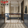 厨房赤贫法式背景卫生间蓝色长条砖奶茶餐厅风黑白网红地砖墙砖店 商品缩略图0