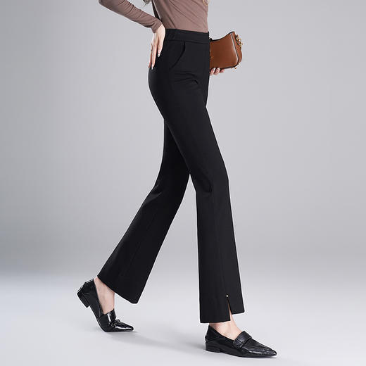 松紧高腰微喇裤秋季时尚，气质休闲裤黑色大码长款喇叭裤MYX-5505 商品图1