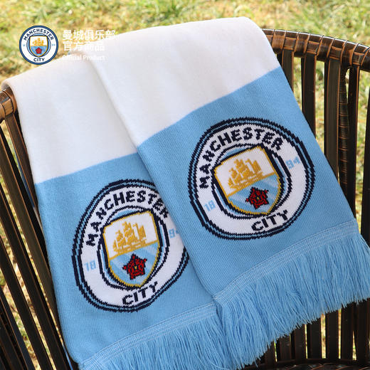 【官方正版】曼城俱乐部 | 蓝白针织秋冬保暖运动休闲助威围巾球迷周边 商品图4