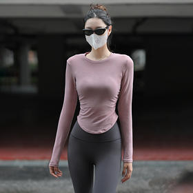 Beemen瑜伽服运动上衣女秋冬外穿收腰落肩打底长袖t恤