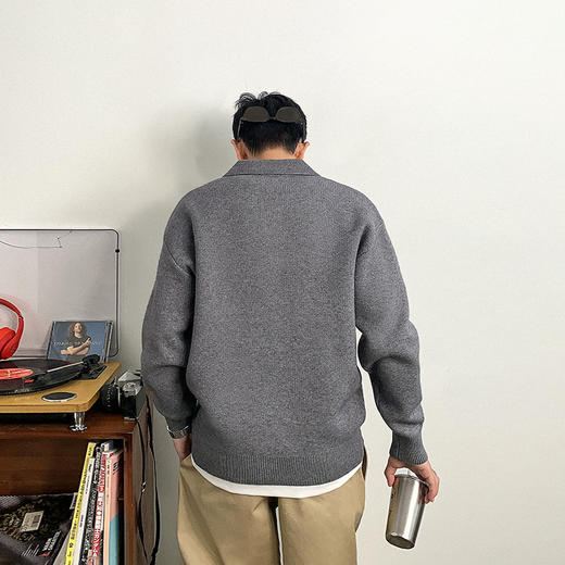 徐太浪美式撞色拉链套头毛衣男秋季潮牌男装大码休闲内搭针织上衣 商品图3