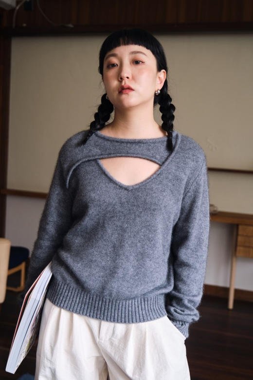 解构镂空浣熊绒套头衫 商品图0