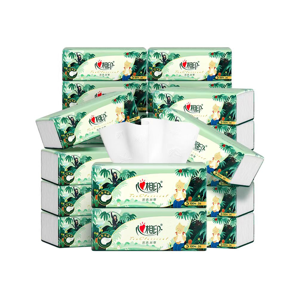 心相印茶语丝享三层塑装纸面巾100抽*5包