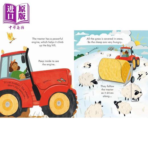 【中商原版】英文原版 尤斯伯恩偷偷看里面系列纸板书8册 Usborne Peep Inside How a Tractor Fire Engine Truck Plane Works 商品图4