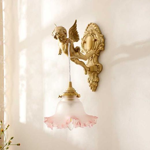 灯床头水晶复古美式法式卧室壁灯小天使背景墙壁灯黄铜 商品图2