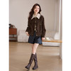 【年货节】熙世界美拉德咖色工装风毛呢外套女秋冬复古休闲短款呢子夹克上衣 商品缩略图4