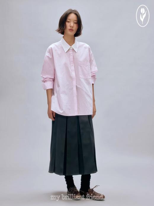 shyshystill/shy202409001/轻盈慵懒感酵洗棉撞色小心思拼色衬衫秋冬衬衣 商品图3