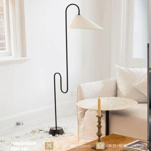 落地灯中古铁艺客厅北欧设计师落地灯弯曲落地灯餐厅布艺样板房 商品图1