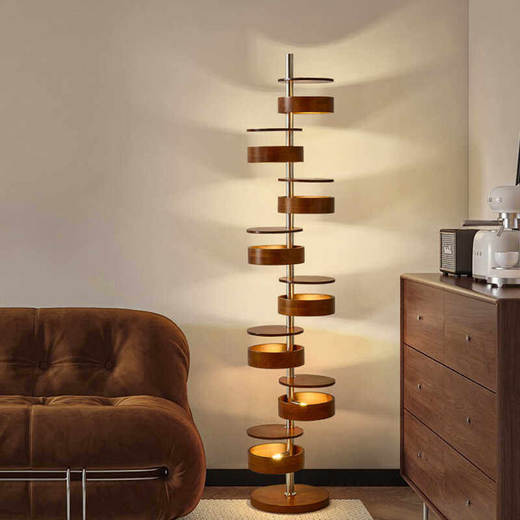 创意立式灯实木美式中古落地灯边沙发卧室客厅侘寂风复古书房床头 商品图0