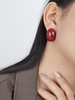 Oflye潮流饰品  小众设计高级感酒红色椭圆金属耳钉耳环女新款法式耳饰潮 商品缩略图0