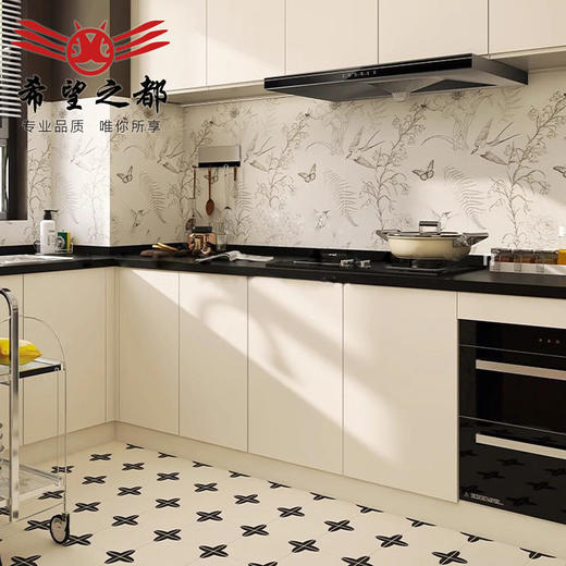 奶油厨房300x900mm瓷砖法式地砖古风黑白花砖墙砖轻中复古燕子 商品图2