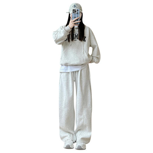 巧百搭美式弯刀香蕉裤女裤子春秋新款高腰直筒宽松阔腿裤休闲窄版运动裤 商品图4