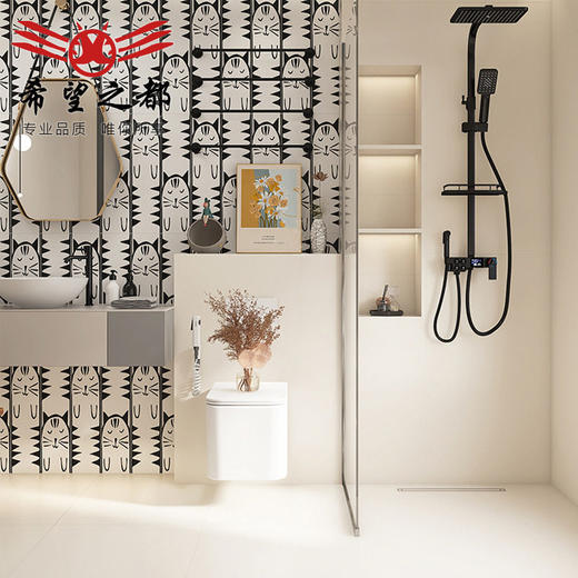 厨房墙砖卫生间小猫咪瓷砖卡通动漫300x600造型浴室花砖复古北欧 商品图1