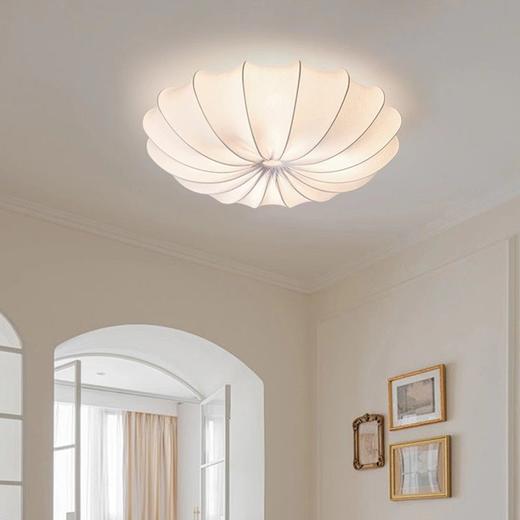 卧室吸顶灯民宿禅意圆形吸顶灯蚕丝中式法式日式奶油书房灯具布艺 商品图2