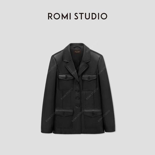 ROMI STUDIO“棕标甄选”英国进口小胎羊皮油蜡西装皮衣RW24WWA0036 商品图0