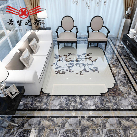 通体地板客厅都 抛之瓷砖大理石全水刀拼花 釉拼花 希望地砖 商品图1