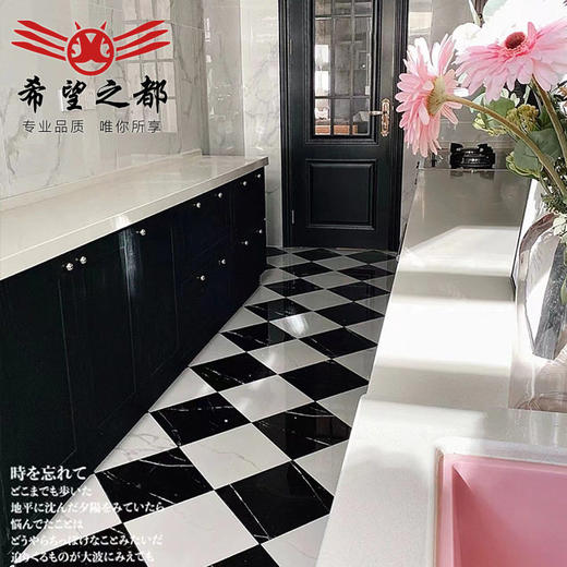 洗手间格地板砖厨房防滑格子过道棋盘地砖地砖黑白卫生间浴室特色 商品图3