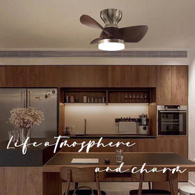 寸中古风扇纹色胡桃木复古变频电風扇22燈一体卧室家用吸顶灯餐厅