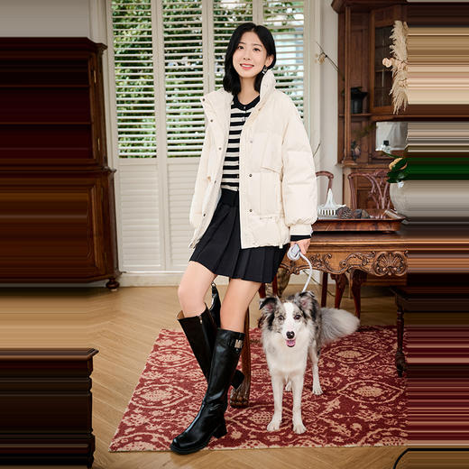 NEELLY纳俪商场同款冬季新款简约立领羽绒服女气质通勤保暖外套N24104L07730 商品图3